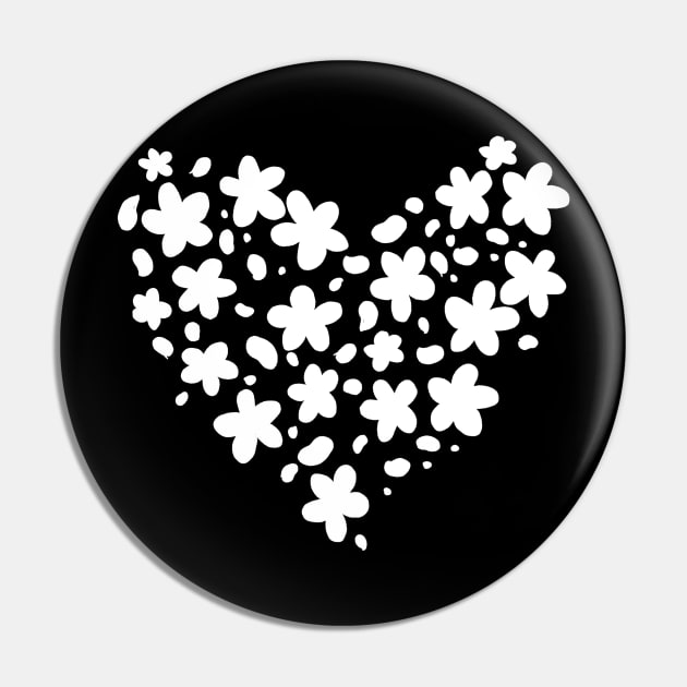 Cute white flower silhouette heart shaped Pin by LG