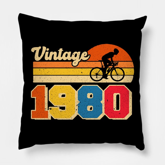 40th Cycling Birthday Gift Custom Vintage 1984 Birthday Gift For Men 40th Birthday Tee For Dad copy Pillow by jadolomadolo