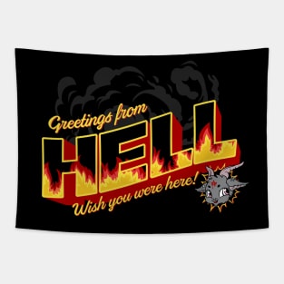 Funny Greetings from hell cute baphomet Tapestry