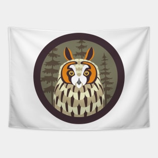 Long eared Owl Logo Tapestry