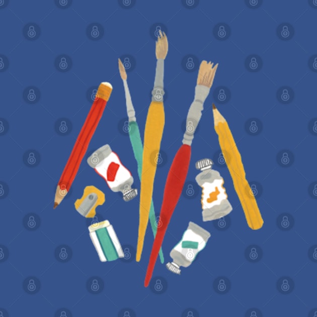 Paintbrushes, Paint Tubes and Pencils - Artist Tools! by Briar Folk