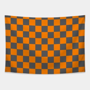 Tennessee Orange and Smokey Grey Checker Pattern Tapestry