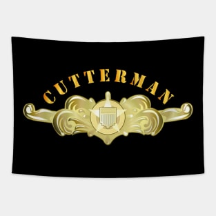 USCG - Cutterman Badge - Officer - Gold w Top Txt Tapestry