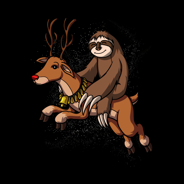 Sloth Santa Riding Reindeer Christmas by underheaven