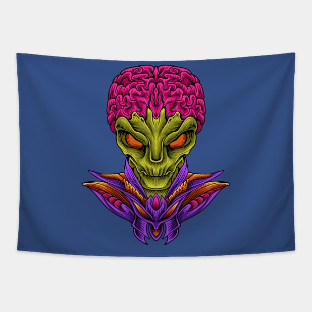 evil alien king illustration Tapestry by Mako Design 