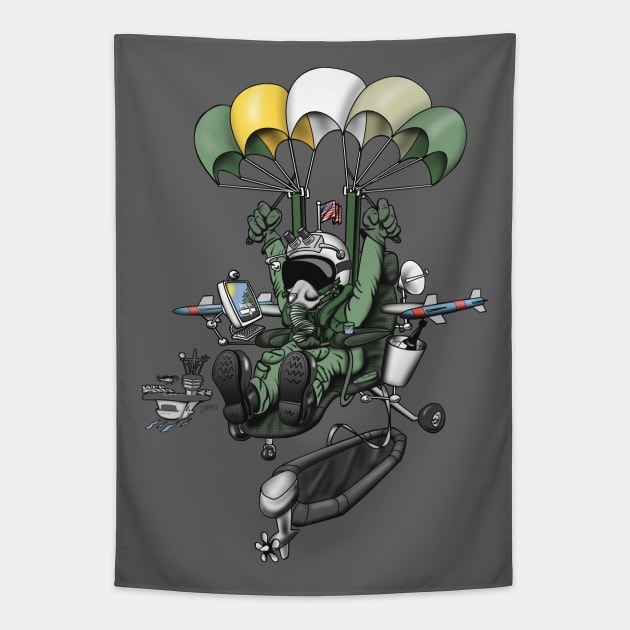 Naval Aviation Life Support Systems (ALSS) Parachute Rigger Cartoon Tapestry by hobrath