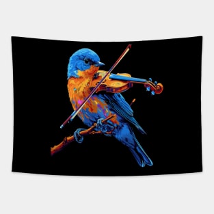 Eastern Bluebird Playing Violin Tapestry