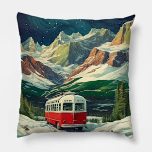 Canada Aurora Boreal Vintage Poster Tourism Pillow