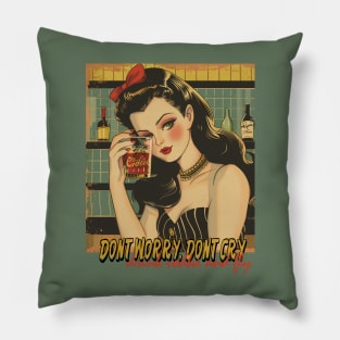 Vintage girl drinking vodka Pillow