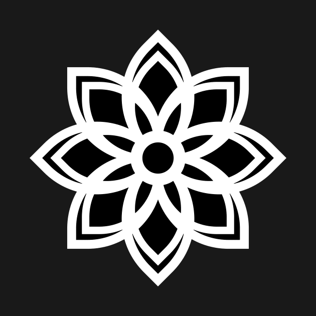 Geometric black and white mandala flower by Geometric Designs