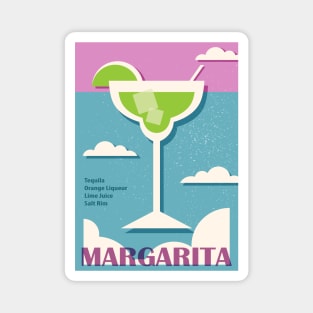 Cocktail Margarita recipe, Retro 70s, Aesthetic art, Vintage poster, Exhibition print, Mid century Magnet