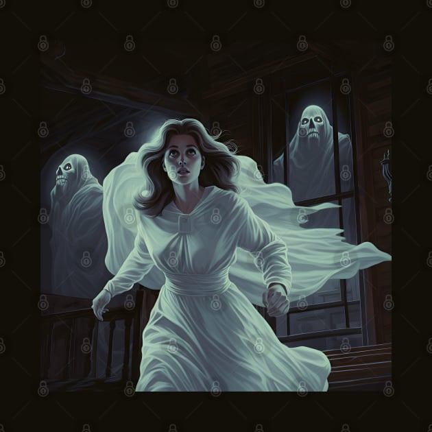 Poltergeist ghost bride retro vintage horror by beangeerie