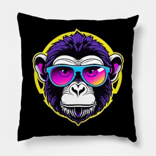 Cool Neon Monkey (Small Version) Pillow