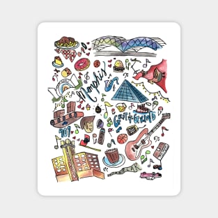 MemphisTennessee Watercolor Wall Art Magnet