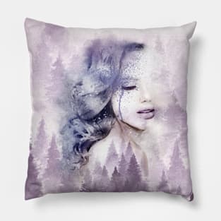 misty forest woman Pillow