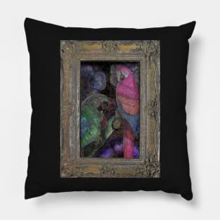 TROPICAL DECO FRAME GOLD PARROTS PRINT ART DESIGN POSTER EXOTIC Pillow