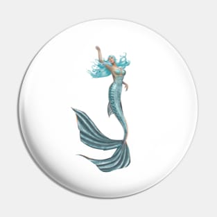 Mermaid Swimming in Caribbean Waters Pin