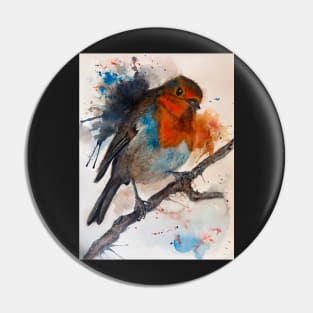 Robin Redbreast Watercolour Pin