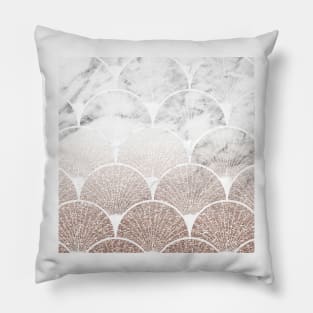 Art Deco elegance - rose gold glitter marble fan Pillow