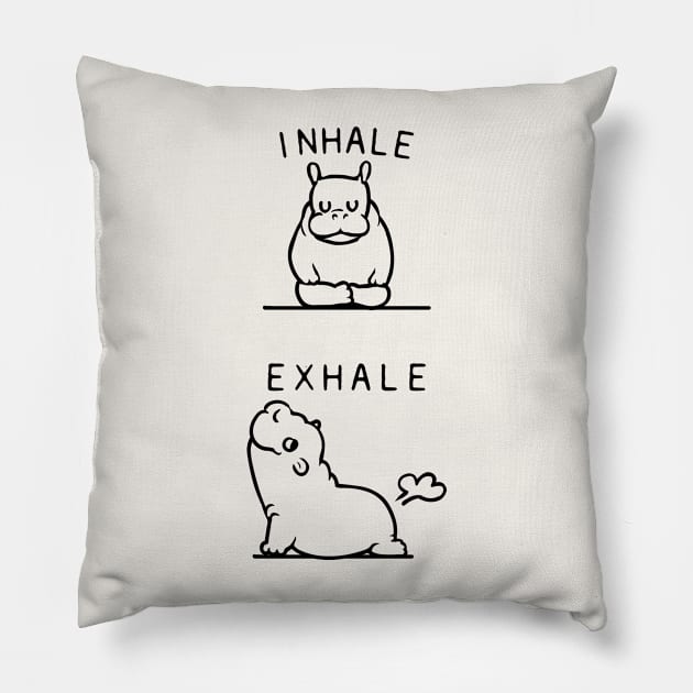 Inhale Exhale Baby Hippo Pillow by huebucket