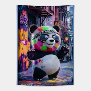 Colorful panda graffiti Tapestry