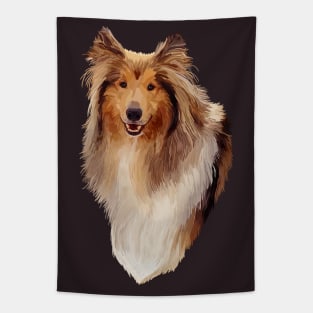 Rough Coated Sable White Collie Dog Portrait Tapestry