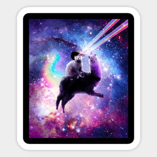 Galaxy Cat On Dinosaur Unicorn In Space Leggings by Random Galaxy