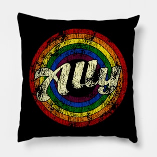 Retro Proud Ally LGBT Pride Rainbow LGBT Flag Pillow