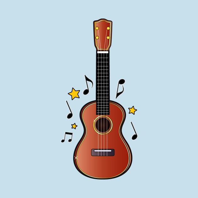 Ukulele with Notes and Stars by PenguinCornerStore