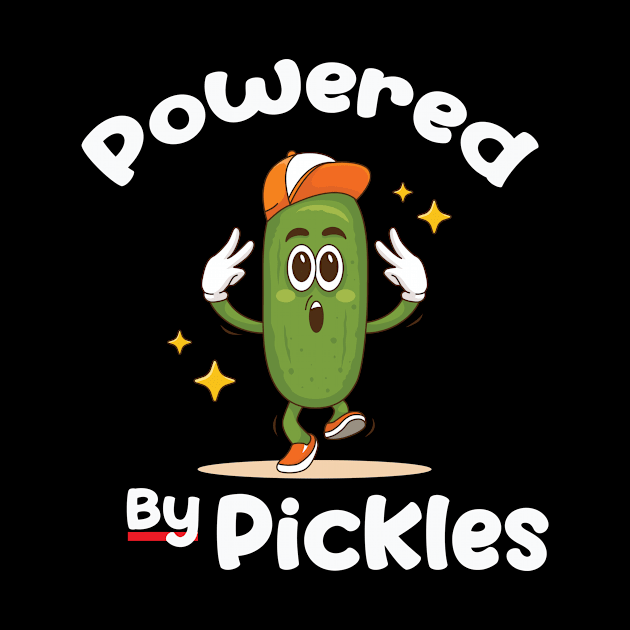 Powered By Pickles Food Pickle Funny by vestiti