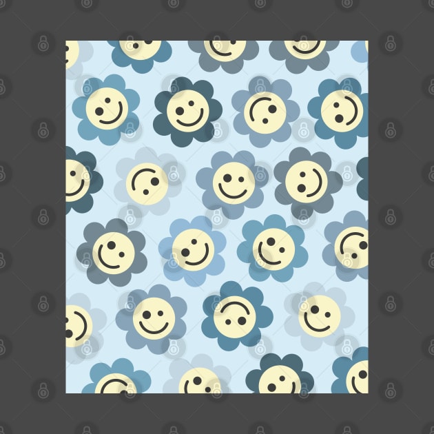 Blue Flower Happy Faces by gray-cat