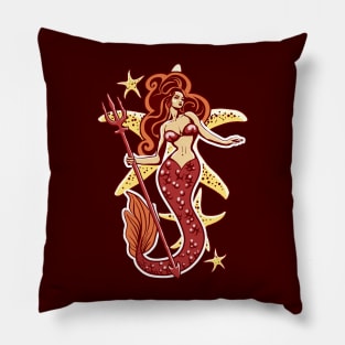 Retro Pin-Up Red Mermaid Pillow
