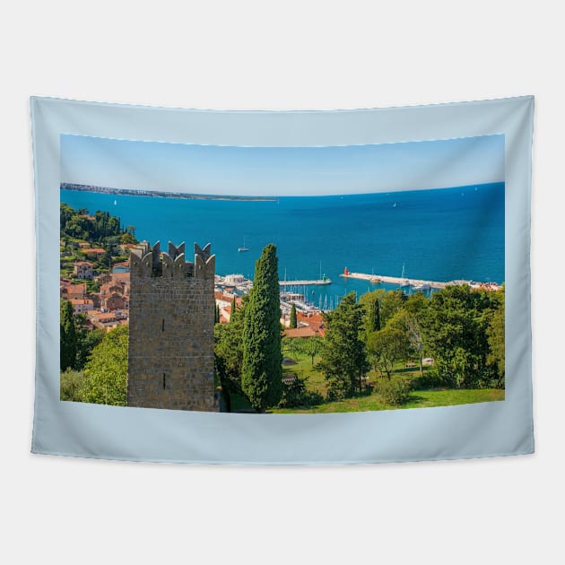 Piran City Walls, Slovenia Tapestry by jojobob