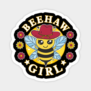 Funny Beehaw Girl Bee with Cowboy Hat Pun Magnet