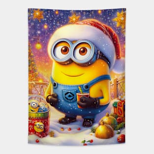 Merry Minions: Festive Christmas Art Prints Featuring Whimsical Minion Designs for a Joyful Holiday Celebration! Tapestry