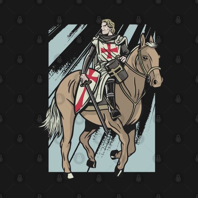 Christian templar knight Gift, Crusader Warrior Riding a Horse by hugandmug