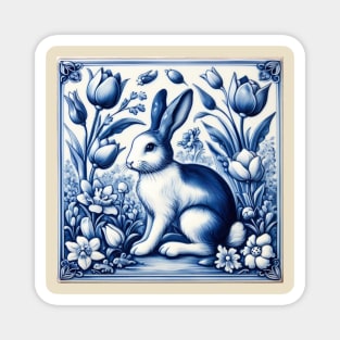 Vintage Dutch Tile: Rabbit No.4 Magnet