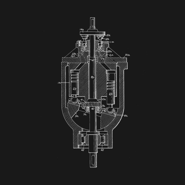 Axial Pistol Unit Vintage Patent Hand Drawing by TheYoungDesigns