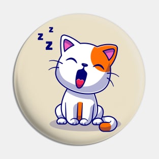 Cute Cat Yawning Sleepy Cartoon Pin