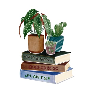 Plants on stack of books T-Shirt