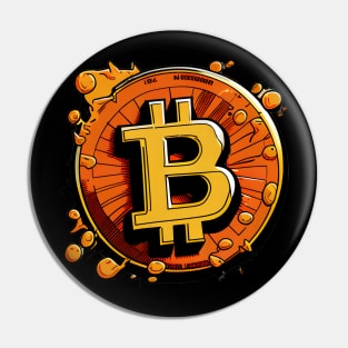 High-Quality Comic Bitcoin Logo: Symbol of Digital Currency Pin