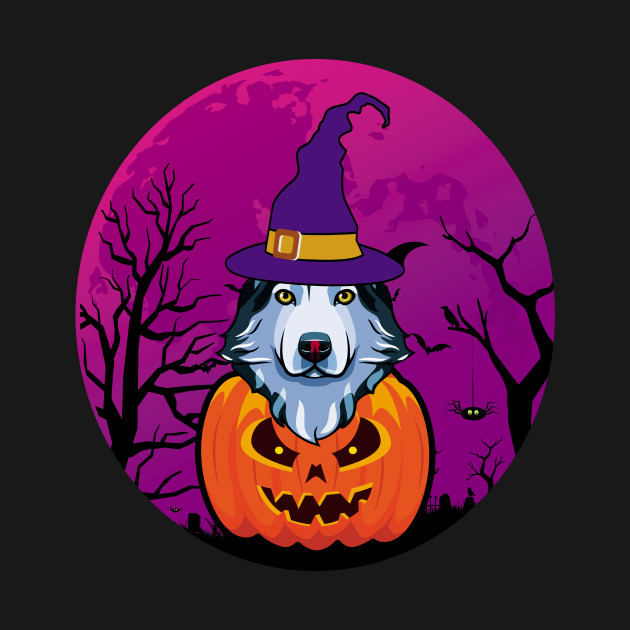 Disover Siberian Husky Witch hat pumpkin Funny Halloween Costume - Husky Halloween - T-Shirt