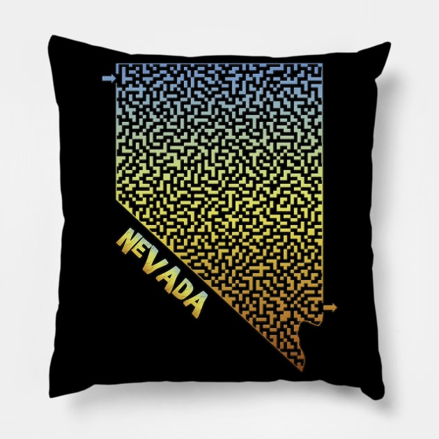 Nevada State Outline Maze & Labyrinth Pillow by gorff