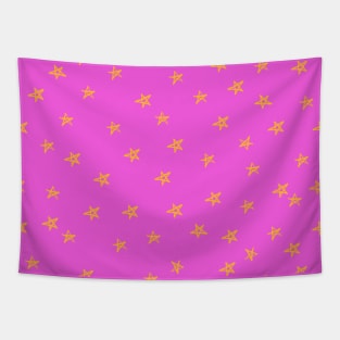 Cute Yellow and Hot Pink Star Pattern Tapestry