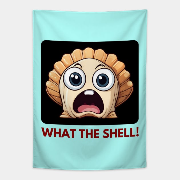 What The Shell | Seashell Pun Tapestry by Allthingspunny