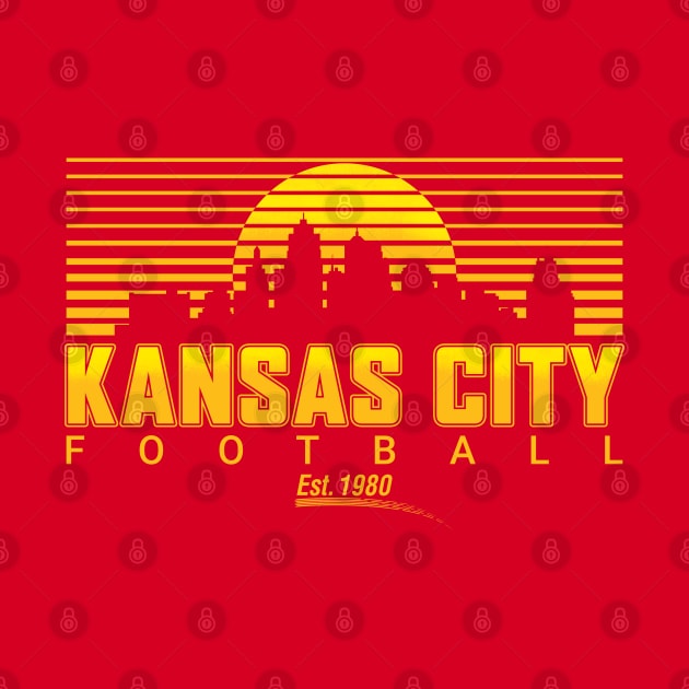 Kansas City Retro Sunset Vintage KC Football Missouri Gift by JJDezigns