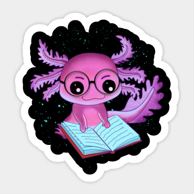 Axolotl Read Book Ambystoma Mexicanum Mexican Walking Fish - Axolotl - Sticker