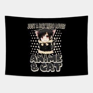 just a boy who loves anime and cat Tapestry