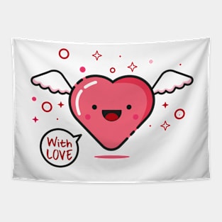 Cute Heart Character  , Happy valentines Tapestry