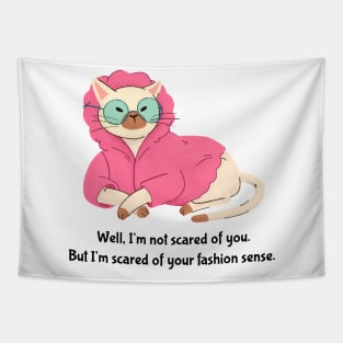 Bougie Funny Cat Halloween Print- Scary Fashion Sense Tapestry